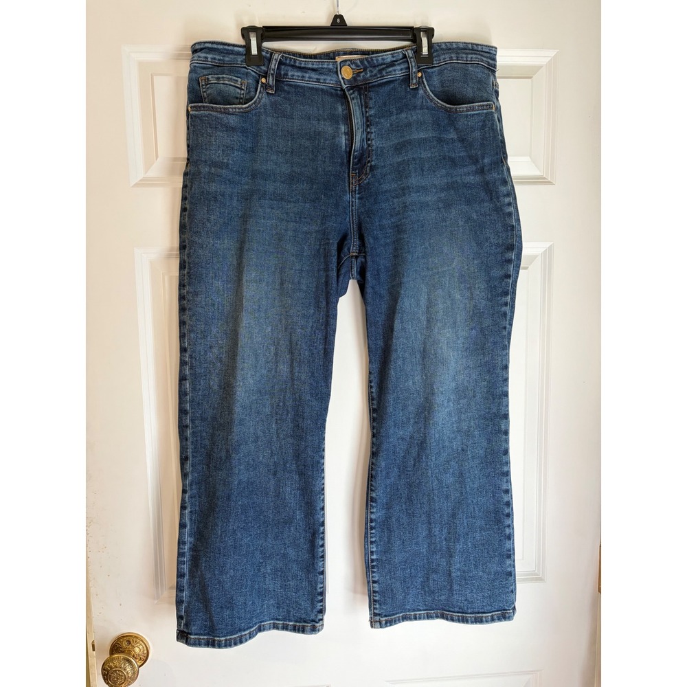 KUT from the Kloth Charlotte High Rise Culotte Jeans Medium Wash Blue Size 16 - Picture 2 of 8